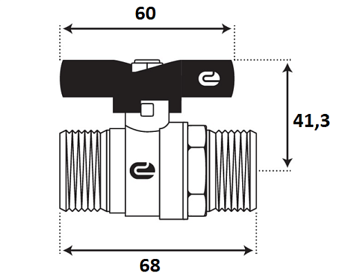 Кран шаровой для воды 3/4" ш/ш бабочка, никель, ONDO Кран шаровой для воды 3/4" ш/ш бабочка, никель, ONDO