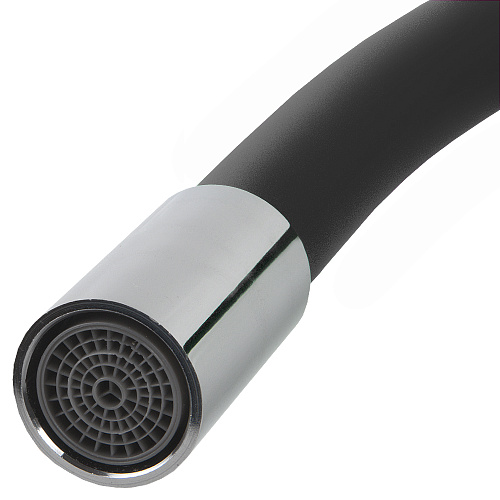 Смеситель FLOE FK234-DN для кухни, 40 мм, на гайке,с бок.штыревой ручкой,с гибким черным изливом