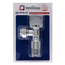 Кран шаровой угл. 1/2"х3/8" ш/ш с цангой и отражат. бабочка,  хромированный СТМ