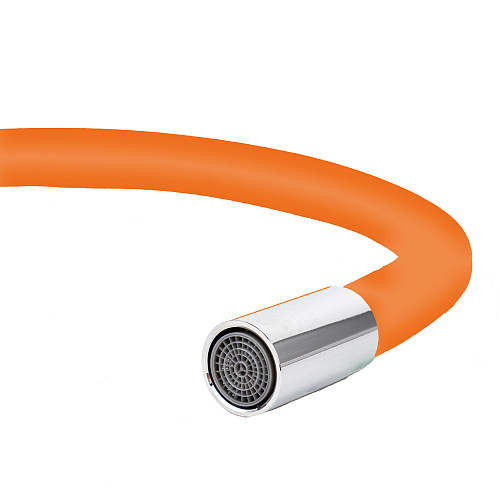 Смеситель ROEGEN RD014O для кухни, 40 мм, на гайке, с боковой ручкой, с гибким оранжевым изливом