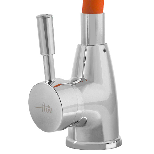 Смеситель FLOE FK234-DO для кухни, 40 мм, на гайке,с бок.штыревой ручкой,с гибким оранжевым изливом