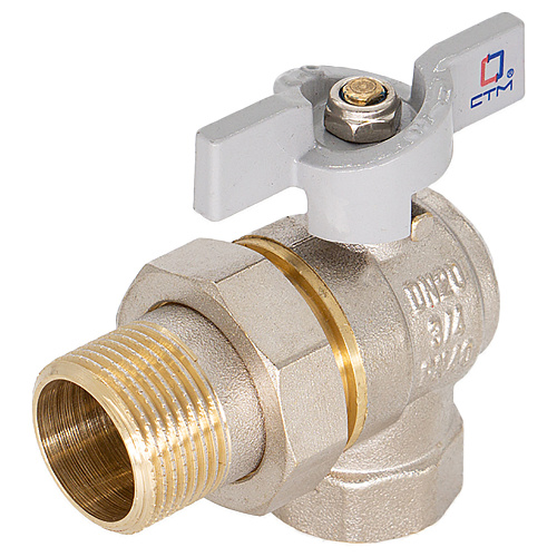 Кран шаровой для воды 1/2" с накидной гайкой угловой бабочка, СТМ СТАНДАРТ Кран шаровой для воды 1/2" с накидной гайкой угловой бабочка, СТМ СТАНДАРТ