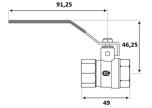 Кран шаровой для воды 1/2" г/г рычаг, никель, ONDO