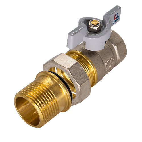 Кран шаровой для воды 1/2" с накидной гайкой бабочка CTM СТАНДАРТ