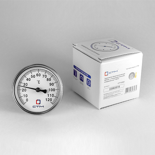 Термометр биметаллический d 63мм, с погружной гильзой, измерение до +120°С СТМ Термометр биметаллический d 63мм, с погружной гильзой, измерение до +120°С СТМ