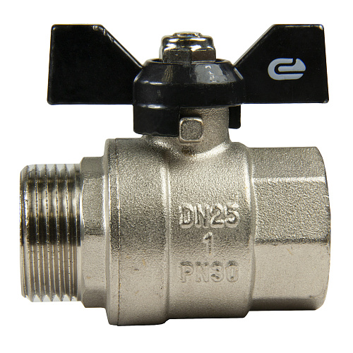 Кран шаровой для воды 1" г/ш бабочка, никель, ONDO Кран шаровой для воды 1" г/ш бабочка, никель, ONDO