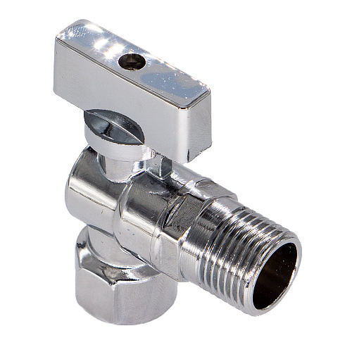 Кран шаровой для бытовых приборов угл. 1/2"х1/2" г/ш удлин.резьба с отражат. бабочка, хромированный СТМ Кран шаровой для бытовых приборов угл. 1/2"х1/2" г/ш удлин.резьба с отражат. бабочка, хромированный СТМ
