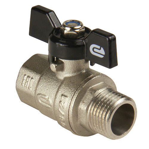 Кран шаровой для воды 1/2" г/ш бабочка, никель, ONDO Кран шаровой для воды 1/2" г/ш бабочка, никель, ONDO