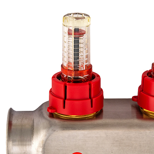 Коллекторная группа ONDO нерж сталь 8 вых. в сборе с автоматическим воздухоотводчиком, расходомерам Коллекторная группа ONDO нерж сталь 8 вых. в сборе с автоматическим воздухоотводчиком, расходомерам