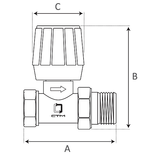 Регулирующий клапан для радиатора ручной прямой  1/2" СТМ ТЕРМО