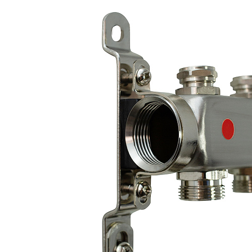 Коллекторная группа ONDO нерж сталь 6 вых. в сборе  с термостатическими и запорными клапанами