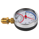 Термо-манометр радиального подключения 1/4"c переходником на 1/2'',  измерение до 6 бар,  до +120°С_3