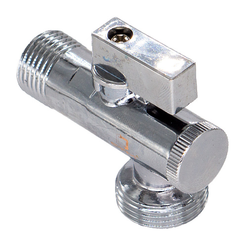 Кран шаровой для бытовых приборов угл. 1/2"х3/4" ш/ш с фильтром и отражат. бабочка, хромированный СТМ Кран шаровой для бытовых приборов угл. 1/2"х3/4" ш/ш с фильтром и отражат. бабочка, хромированный СТМ