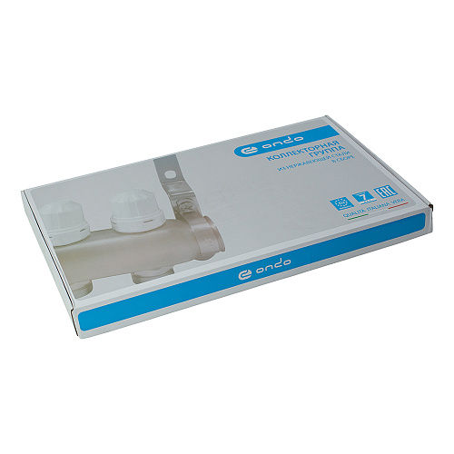 Коллекторная группа ONDO нерж сталь 9 вых. в сборе  с термостатическими и запорными клапанами Коллекторная группа ONDO нерж сталь 9 вых. в сборе  с термостатическими и запорными клапанами