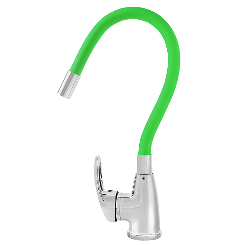 Смеситель FLOE FK234-GG для кухни, 40 мм, на гайке, с боковой ручкой, с гибким салатовым изливом