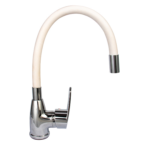 Смеситель ROEGEN RG014W для кухни, 40 мм, на гайке, с боковой металлической ручкой, с гибким белым