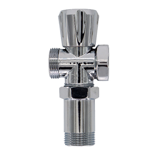 Вентиль трехпроходной 3/4"х3/4"х3/4" ш/ш/г с удлинительной гайкой, маховик, хром. СТМ