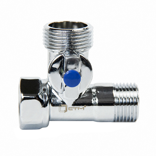 Кран шаровой для бытовых приборов 1/2"x3/4"x1/2" г/ш/ш  бабочка, хромированный СТМ
