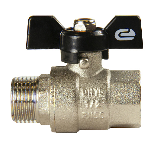 Кран шаровой для воды 1/2" г/ш бабочка, никель, ONDO Кран шаровой для воды 1/2" г/ш бабочка, никель, ONDO