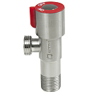 Кран д/быт. прибор. угл. 1/2"х1/2" ш/ш с отражат. нерж.сталь,  красный СТМ_4