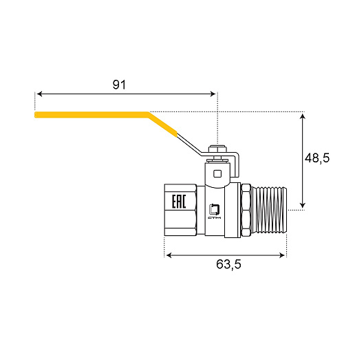 Кран шаровой для газа 3/4" г/ш рычаг CTM ГАЗ Кран шаровой для газа 3/4" г/ш рычаг CTM ГАЗ