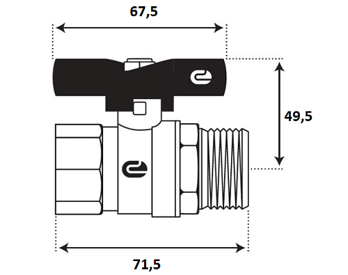 Кран шаровой для воды 1" г/ш бабочка, никель, ONDO Кран шаровой для воды 1" г/ш бабочка, никель, ONDO