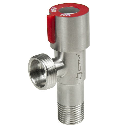 Кран для бытовых приборов угл. 1/2"х3/4" ш/ш с отражат. нерж. сталь СТМ