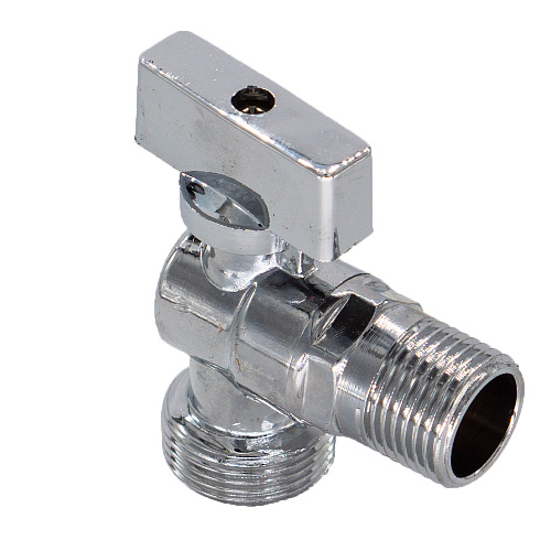 Кран шаровой для бытовых приборов угл. 1/2"х3/4" ш/ш с обратным клапаном и отражат. бабочка, хромированный СТМ